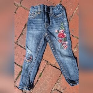 Embroidered Floral Denim Jeans for Kids